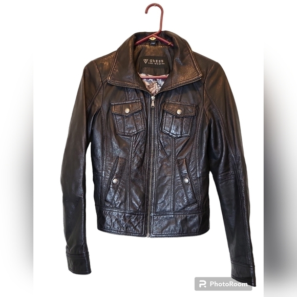 Guess Los Angeles Small soft leather black coat - Picture 2 of 16
